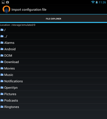 Configuration impor