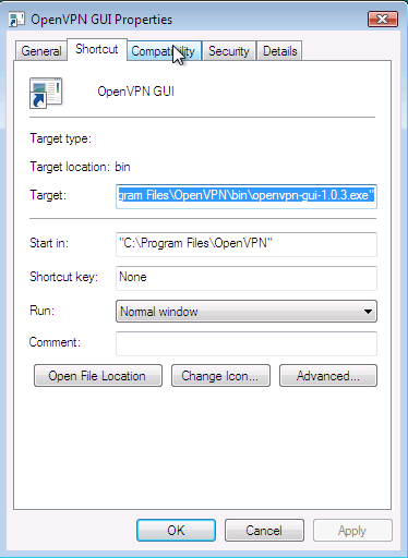 OpenVPN GUI Vista administrator permissions