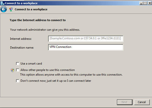 PPTP VPN using Vista