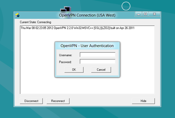 Windows 8 Personal VPN login