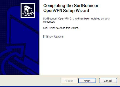 Finish SurfBouncer Personal VPN install