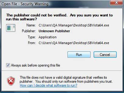 Vista File Warning