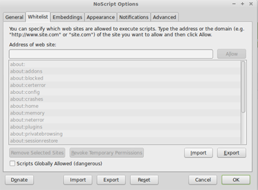NoScript white list