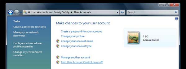 turn user account control off
