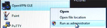 Launch open vpn as admin