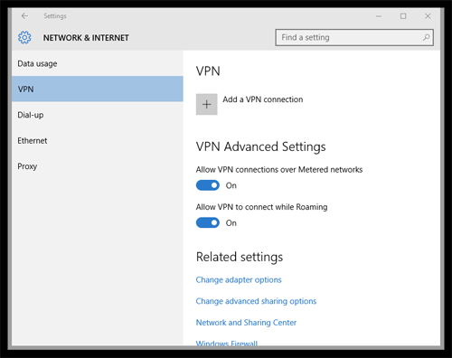 Windows 10 PPTP Setup
